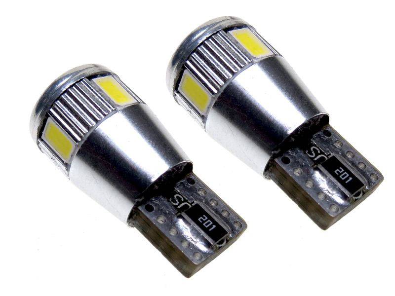 W3W/W5W 6xSMD parklys sett, Can-Bus 12V - 6000K