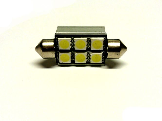 Hovedbilde 38mm hvit 6xSMD pinolpære 12V ...
