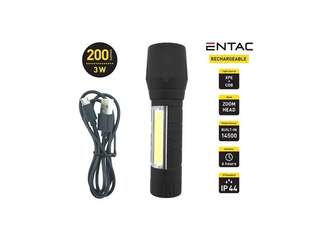 Hovedbilde Entac oppladbar LED lommelykt ...